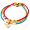 Three Dainty State Bracelets in Red, Orange and Turquoise