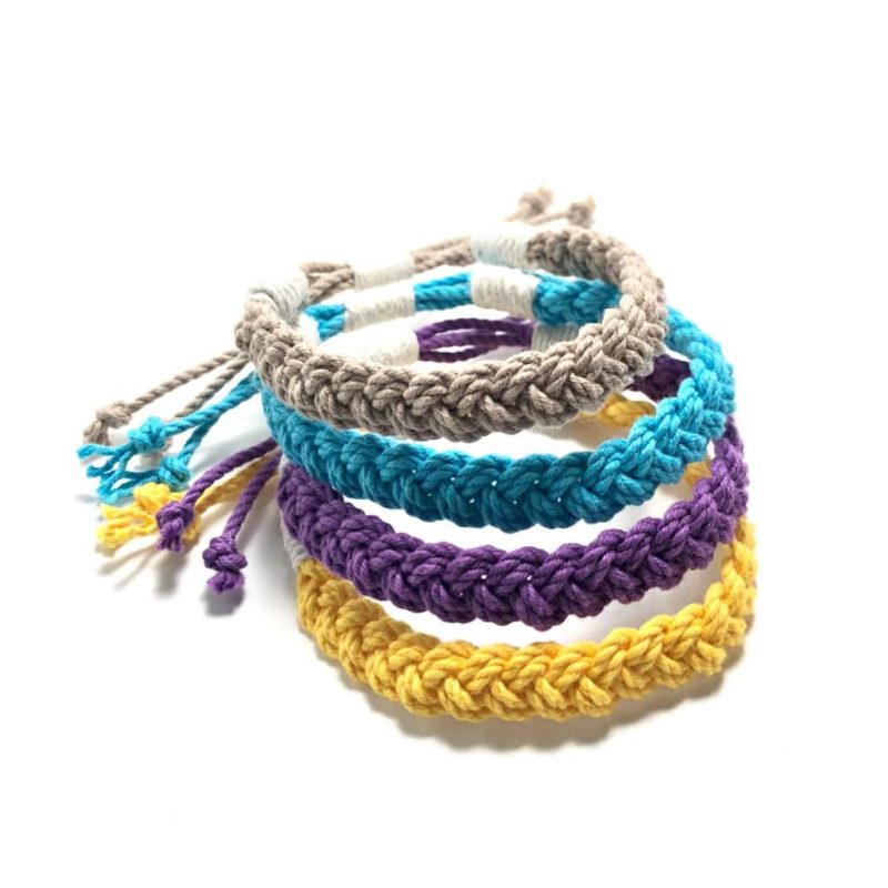 Nautical Adjustable Bracelet tan, turquoise, purple, yellow